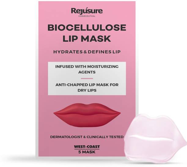 Rejusure Biocellulose Lip Mask Hydrates Lip, Anti-Chapped Lip Mask for Dry Lip |Men & Women| – (5 Lip Masks)