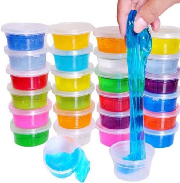 sneki (SET OF 24 SLIME KIT) Multicolor Scented DIY Magical Funny Slimy Slime Gel Jelly Putty Toy Set Kit Toy Slime Putty Gel for Girls Boys Kids Blue, Green, Red, Pink, Yellow, White Putty Toy