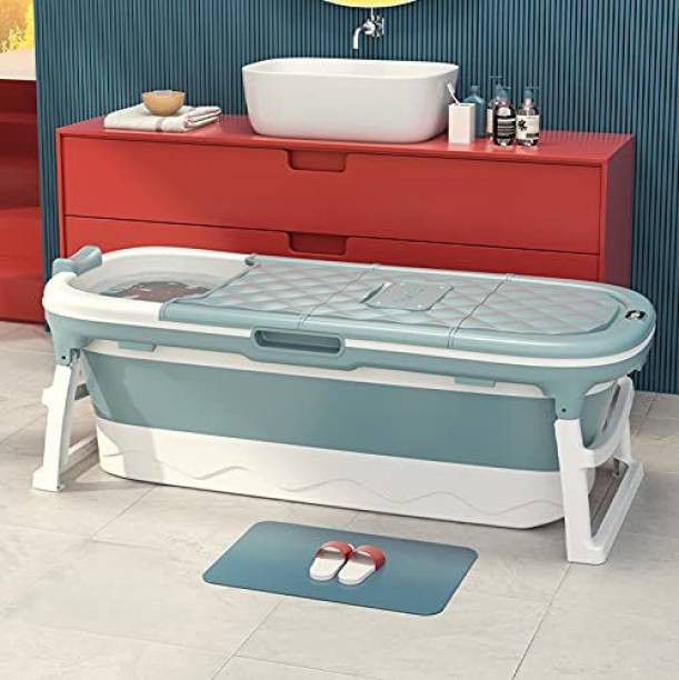 StarAndDaisy Super Large Bath Tub Folding Type for Kids and Adult 140 X 60 X 57.5 cm with Temperature Meter (Blue) Portable Pool