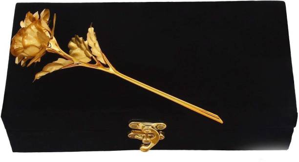 INTERNATIONAL GIFT Gold Dipped Real Rose 28 Cm With Velvet Box Packing (28 cm, Gold) Religious Tile