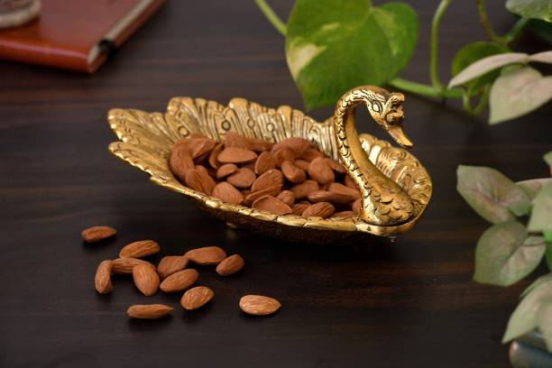 Fashion Bizz Duck Shape Design Gold Plated Metal Tray/Bowl for Table and Home Decorative Showpiece  -  9 cm