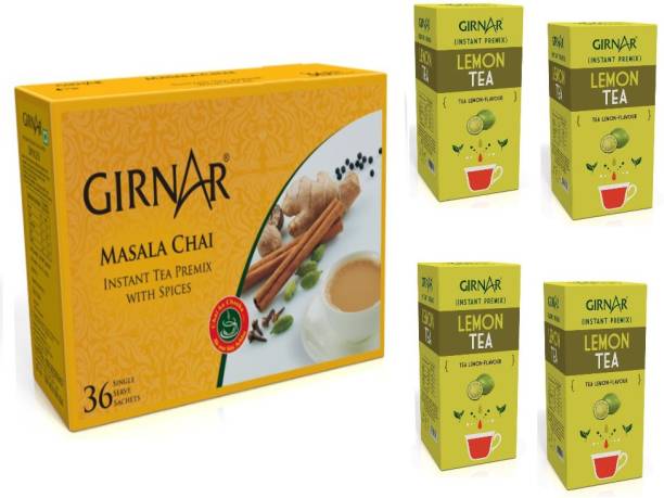 Girnar MASALA CHAI 36 X1 LEMON TEA 10 X4 Instant Tea Bags Box