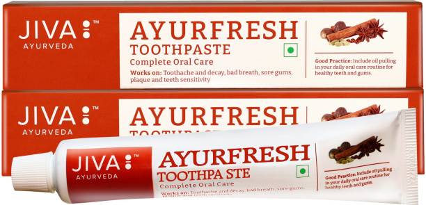 JIVA AYURVEDA Ayurfresh Toothpaste - Natural & Herbal Toothpaste - 100 g Each - Pack of 2 Toothpaste