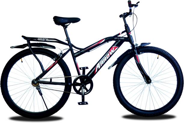 MODERN Arrow 26T City Bike/Cycle In Built Carrier (Matte Black) Red 26 T Road Cycle