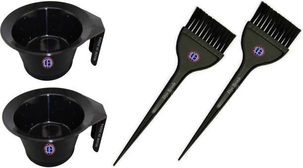 Ear Lobe & Accessories Combo Pack (Hair Dye Bowl 2pcs and Hair Dye Brush 2pcs ) Black Hairdye Mixing Bowl