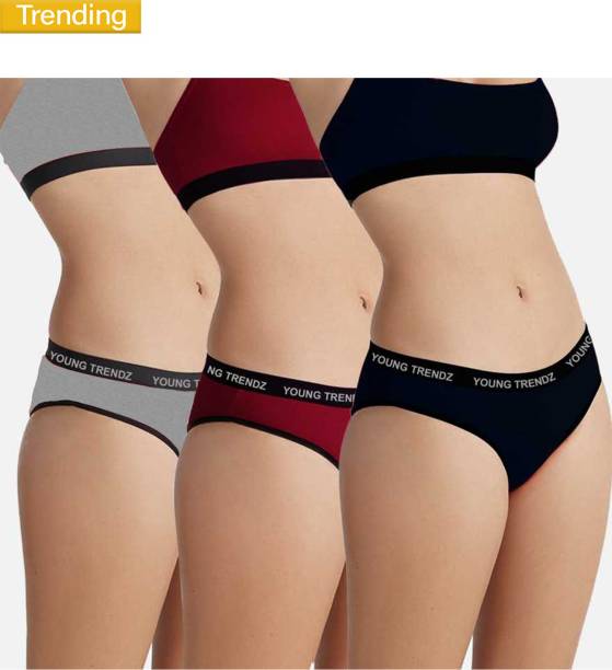 Young trendz Women Hipster Grey, Maroon, Black Panty