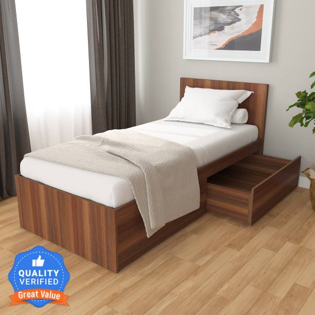 Studio Kook Tribe Right with Headboard Engineered Wood Single Drawer Bed