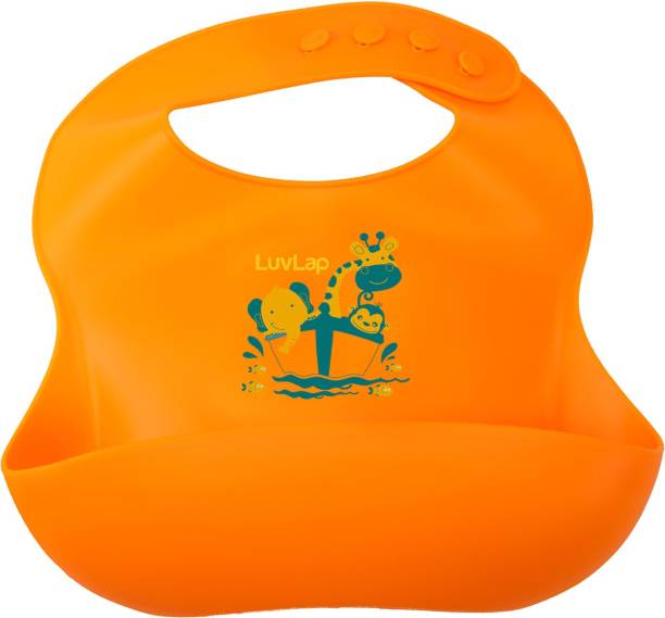 LuvLap Silicone Baby Bib for Feeding & Weaning Babies & Toddlers, Waterproof (Orange)