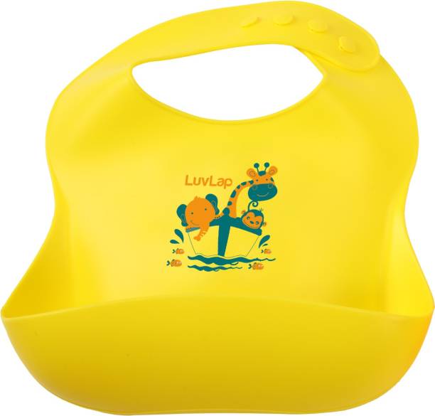 LuvLap Silicone Baby Bib for Feeding & Weaning Babies & Toddlers, Waterproof (Yellow)