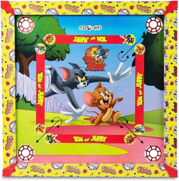 Miss & Chief by Flipkart Tom and Jerry Licensed 2 in 1 Carrom and Ludo Board for Kids (20inch X 20inch) Carrom Board Board Game