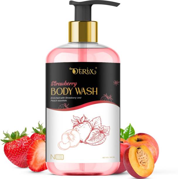 Otrix Strawberry & Peach Foaming Body Wash for clean, smooth and soft skin.- No Parabens, Sulphate, Silicones - 300 ml