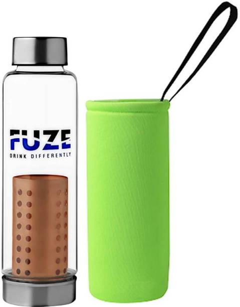 FUZE Borosilicate Glass Bottle with Removable Copper Filter. 500 ml Bottle