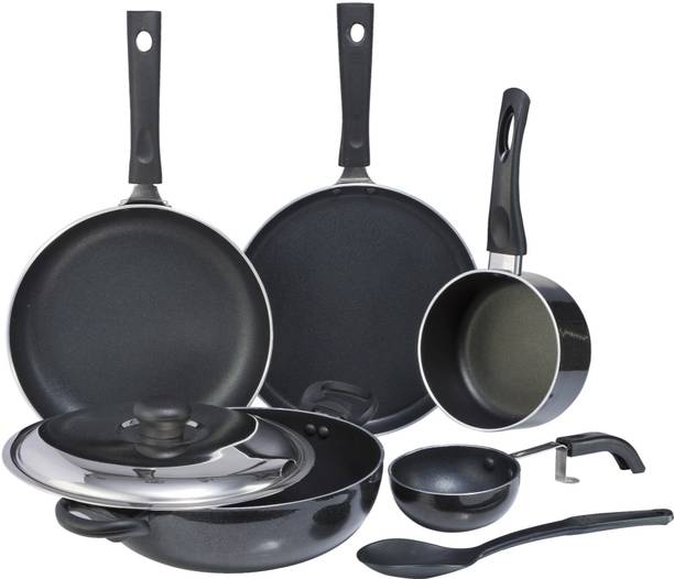 Kreme NonStick Cookware Set 7pcs Black (Non-Induction) Cookware Set