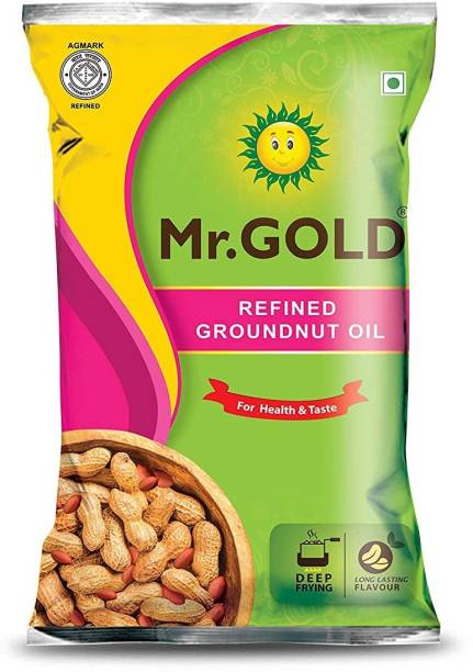 Mr. Gold Refined Groundnut Oil Pouch, 1L Groundnut Oil Pouch