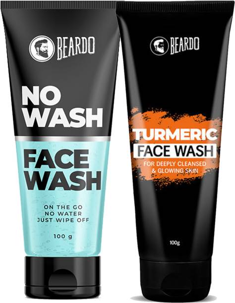 BEARDO No Wash and Turmeric face wash for all skin type, helps Cleanses, refreshes? and rejuvenate the skin (Pack of 2) Face Wash
