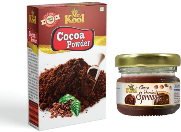 Mr.Kool Natural Organic Cocoa Powder 100g Box | Used For Cakes , Milkshakes And Many More Desserts | Choco Hazelnut Spread 25g Glass Bottle | Travel Friendly | MIni Spread | Best For Gift Hampers | 125g Combo | Combo