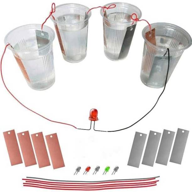 VITSZEE Salt Water Battery DIY Science Experiment Complete kit | Copper, Zinc Plate (Strips), LED Light, wire | Science Lab| Fun-Magic Learning |Project | Practical | Science Fair | model | Tinkering Lab|
