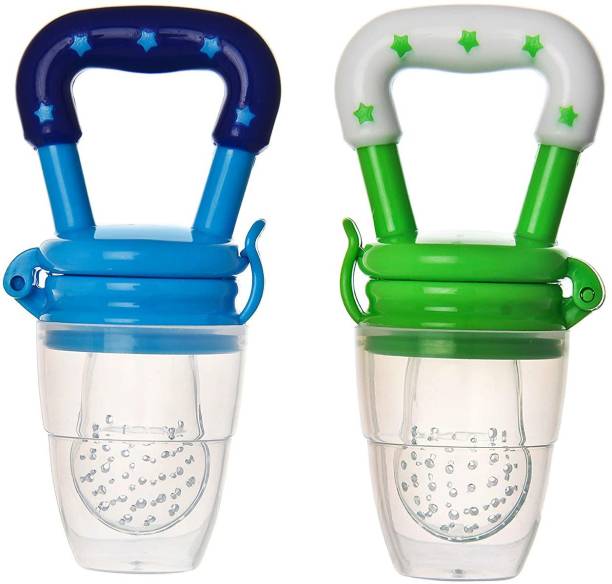IRSHYAN KIDZGHAR Baby Food Feeder||Fruit Feeder Pacifier||Fruit Nibbler-Best Toy Fruit Teether||Soft Silicone Fruit Teether for Babies||Fridge & Dishwasher Safe||100% BPA-Free Teether (Blue+Green) Teether and Feeder