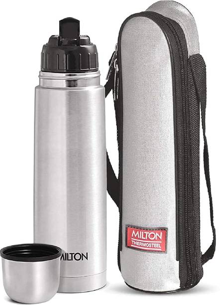 MILTON Thermosteel Flip lid 1000 ml Flask 1000 ml Flask (Pack of 1, Silver, Steel) 1000 ml Flask