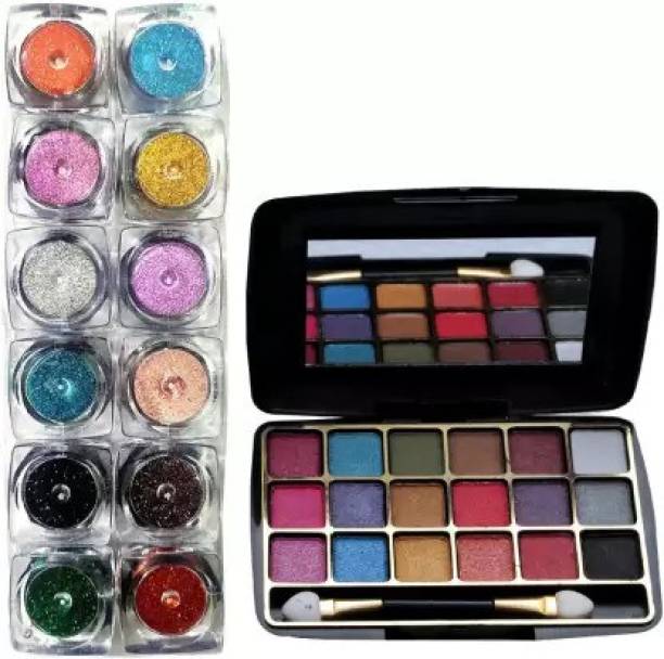 lujo Multicolor Eyeshadow Glitter Powder and Eyeshadow kit 100 g (Multicolor)