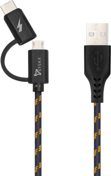 Syska Power Sharing Cable 3.1 A 1.5 m CC21 2 in 1-BLACK GOLD