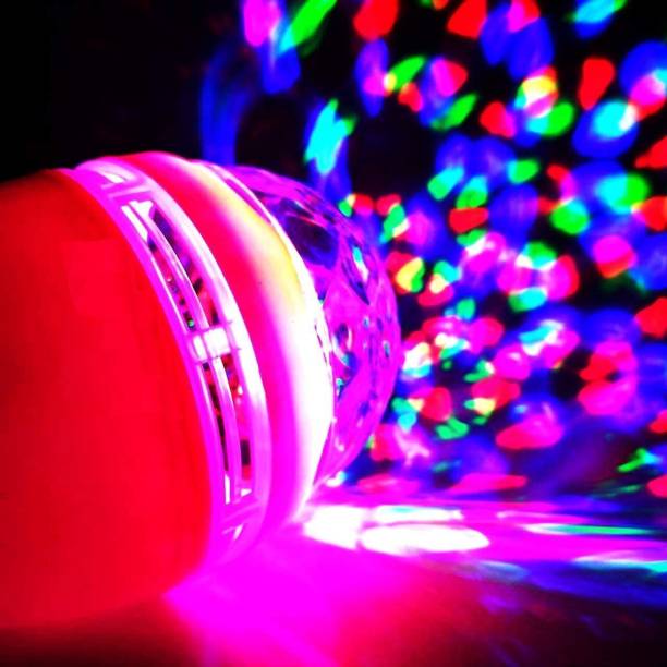 H Decor B22 5-Watts 360 Degree Crystal Rotating LED Bulb Magic Disco Light, Pack of 1 Single Disco Ball
