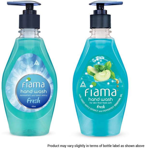 FIAMA Fresh hand wash, Peppermint and Green Apple,400ml Hand Wash Bottle