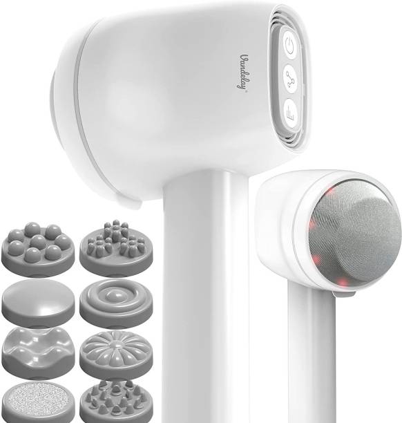 Vandelay CQR-HM2000 Electric Handheld Full Body Massager (Rechargeable) with 8 Massage Heads for Pain Relief and Relaxation – Massage Machine for Home (White) Massager