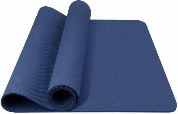 Strauss TPE Eco-Friendly Yoga Mat for Men & Women with Carry Bag Blue 6 mm Yoga Mat