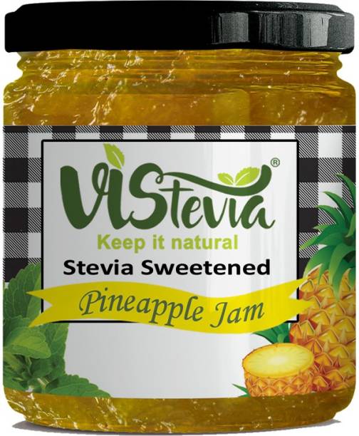Vistevia Sugar Free Pineapple Jam (220 gm) | Diabetic Friendly | Stevia Sweetened | 100% Natural 220 g