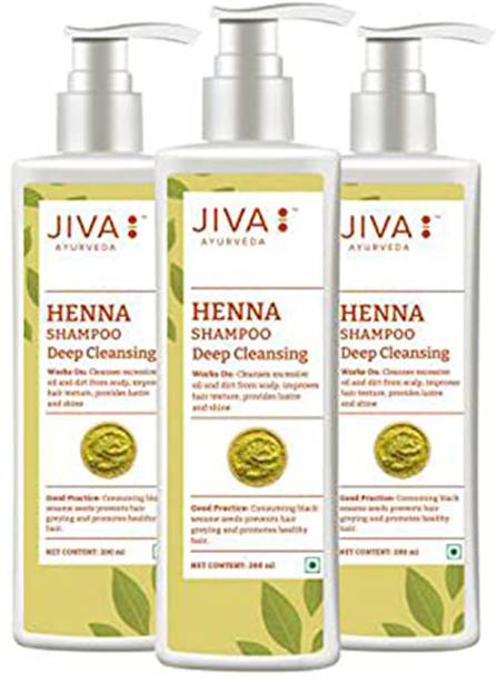 JIVA AYURVEDA Henna Shampoo - Restores Natural Colour of Hair - Prevents Greying of Hairs - 200 ml - Pack of 3