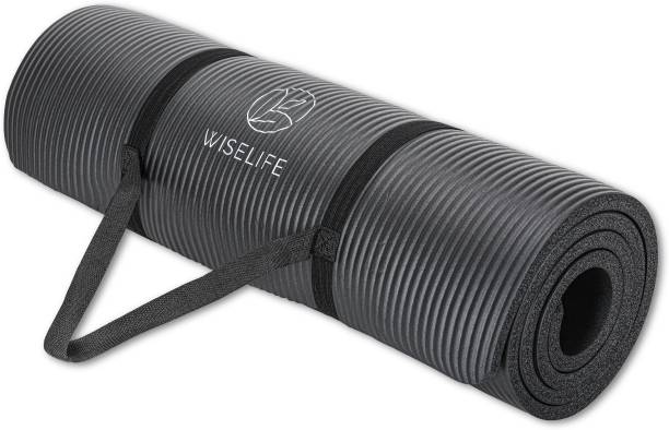 Wiselife Thick Comfort foam NBR Yoga Mat + Carry Strap - Black 15 mm Yoga Mat