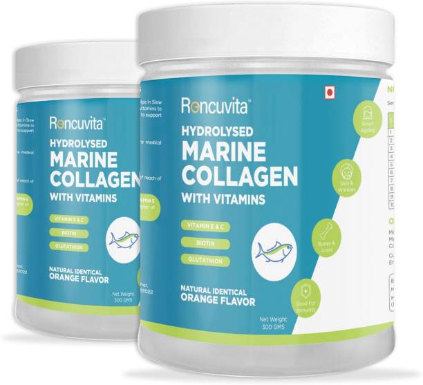 RONCUVITA Marine Collagen Powder with Biotin & Vitamins E & C in orange flavor (Pack of 2)