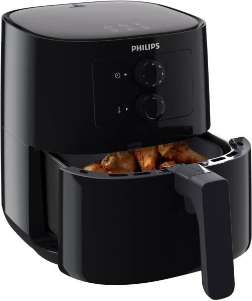 PHILIPS Air Fryer HD9200/90, uses up to 90% less fat, 1400W, 4.1 Ltr, with Rapid Air Technology (Black) Air Fryer