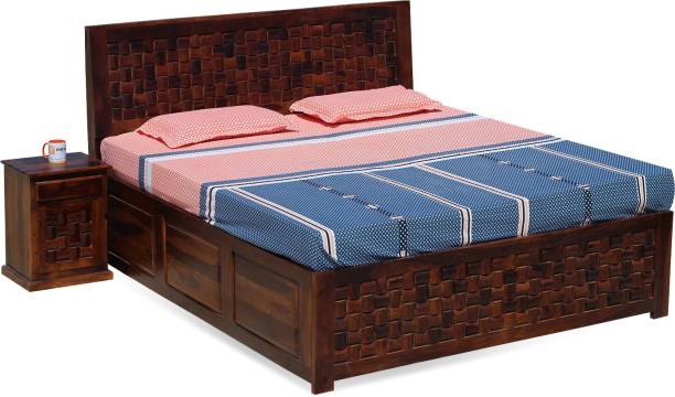 ROYAL FINISH Nivora King Size with NIvora Bed Side Table Solid Wood King Box Bed