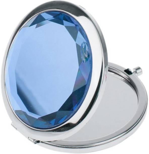 Techpugg Travel Make up Cosmetic Magnifying Pocket Foldable Mirror (Blue)