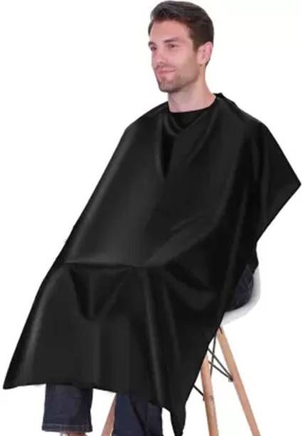 BEAUTRISTRO Waterproof Barber Styling Cape Professional Salon Cape for Men, Unisex Black Hair Cutting Cape with Adjustable N, 35.5 x 55 inches Hairdresser Cape for Hair Treatment - Cutting/Coloring/Perming Black Makeup Apron