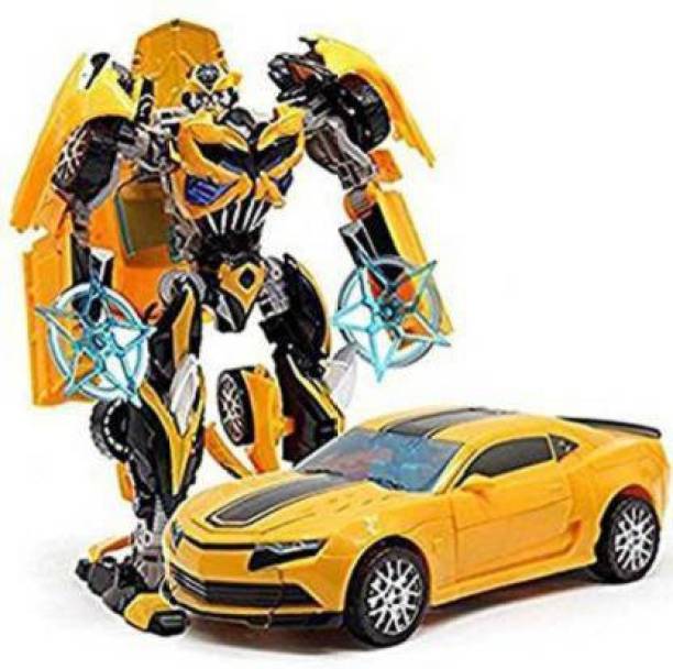 ACMOCOLLECTION Robot to Car Converting Transformer Toy For Kids (Yellow)