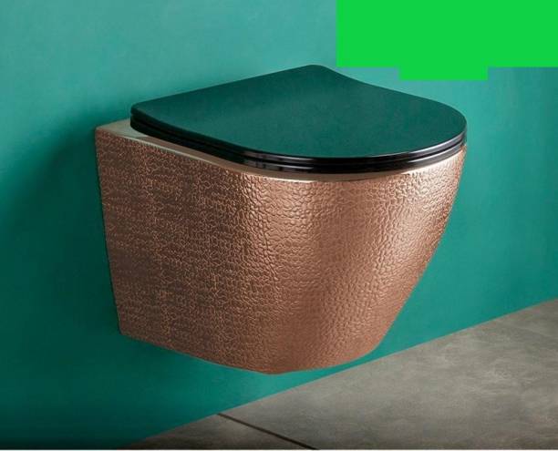 SONARA CARFIFF BLACK-ROSE GOLD (19''X14''X14'') ART COLOR ONE PIECE WALL MOUNTED WESTERN TOILET COMMODE Western Commode