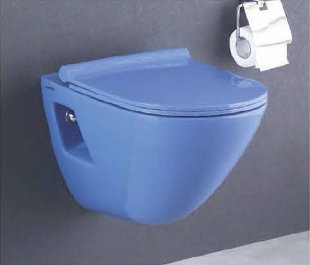 SONARA CARFIFF ALPINE BLUE (19''X14''X14'') ART COLOR ONE PIECE WALL MOUNTED WESTERN TOILET COMMODE Western Commode