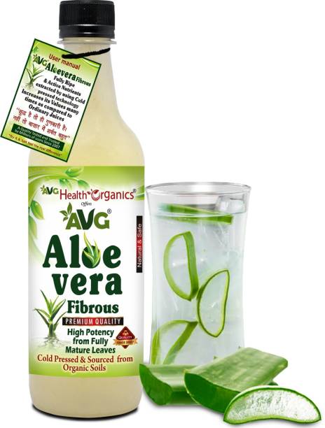 AVG Health Organics Natural Aloevera Juice with Fiber, Cold Pressed & No Added Sugar