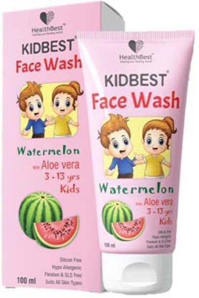 HealthBest Kidbest Face wash for Kids | Normal Skin, Sensitive Skin & Dry Skin | Tear, Paraben, SLS free | Watermelon Flavor | 100ml Face Wash