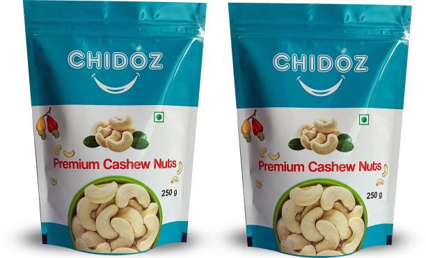 Chidoz Combo 250gm pack of 2, Premium Plain Whole (Benin) Cashews