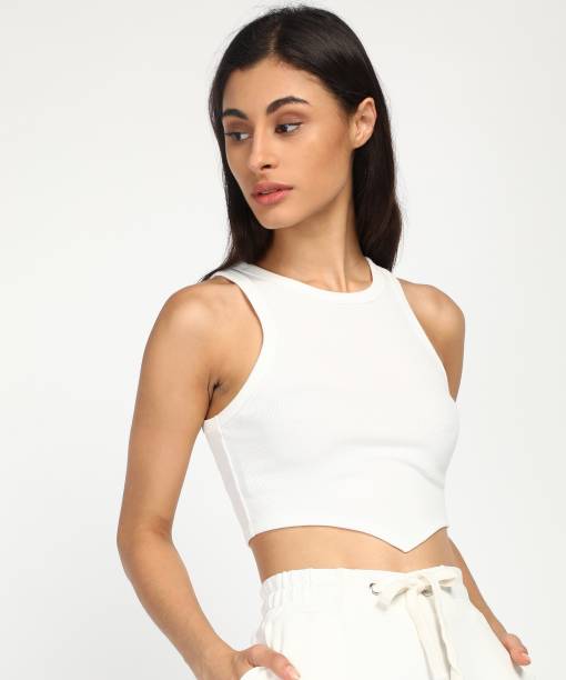 FOREVER 21 Casual Solid Women White Top