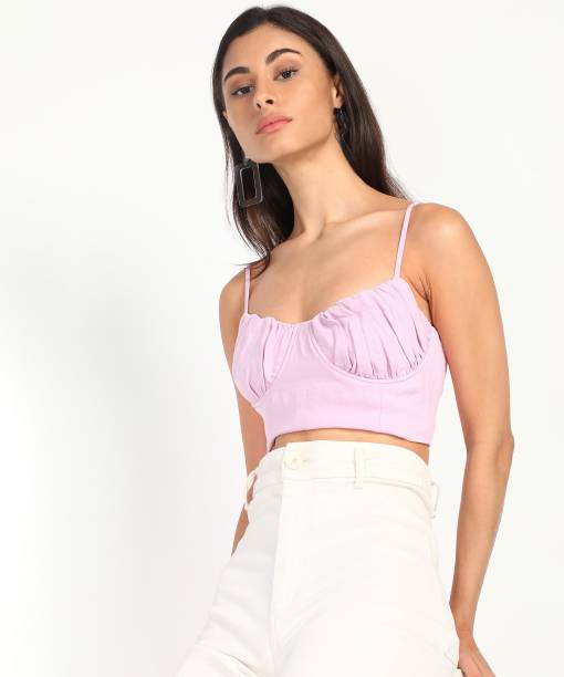 FOREVER 21 Casual Solid Women Pink Top
