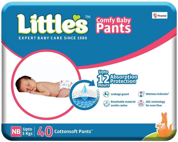 Little's Comfy Baby Pants Diapers with Wetness Indicator and 12 hours Absorption | - New Born