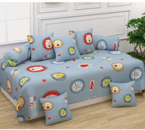 diwan cot round pillows