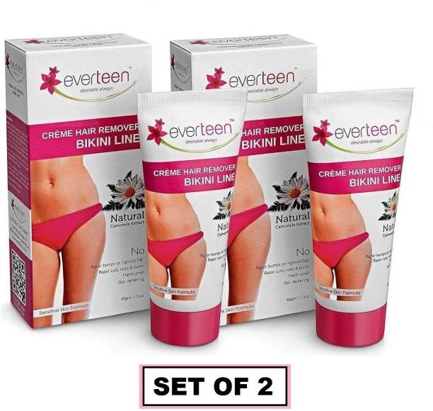 everteen Crème Hair Remover Bikini Line (Natural Camomile Extract) Each 50g {Pack of =2} Cream
