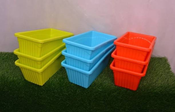 BGE Rectangular Plastic Pots for Plants, Jupiter Flower Pots for Home, Window Display, Garden Plant Container Set