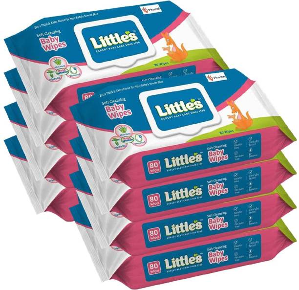 Little's Soft Cleansing Baby Wipes with Aloe Vera, Jojoba Oil and Vitamin E, Lid Pack